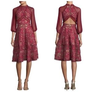 Marchesa Notte Guipure Cocktail Dress